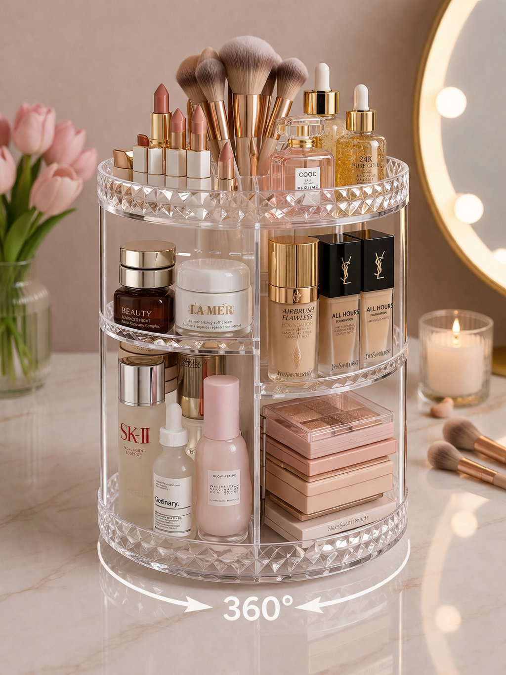 Organizador de Maquillaje Giratorio 360° – Milian Élite